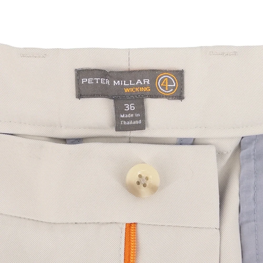Peter Millar Mens 36 Salem Performance Shorts Beige Tan Wicking Golf Preppy
